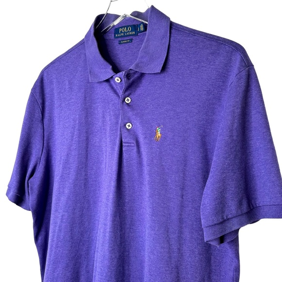Polo Ralph Lauren Purple Classic Fit Polo T-shirt Large - Picture 3 of 7